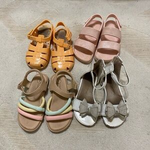 Set of Four Kids' Sandals - Orange, Pink, Tan, Silver